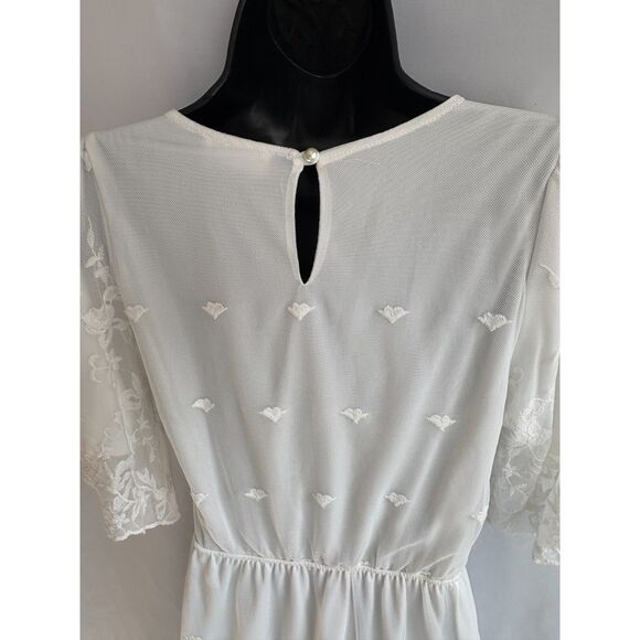 Orange Creek White Boho Lace Midi Dress Size S Embroidered Prairie Cottage - Picture 5 of 10